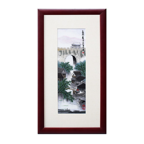 顾氏苏绣江南水乡园林四景 春夏秋冬 虎丘盘门寒山寺古园小幅风景 - 图1