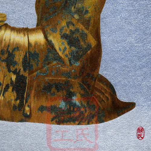90*105顾氏手工刺绣长信宫灯 文物收藏级古典园林风装饰成品挂画 - 图2