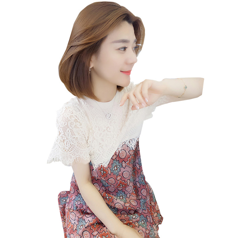 碎花连衣裙2020蕾丝拼接雪纺长裙 梵莉思女装连衣裙