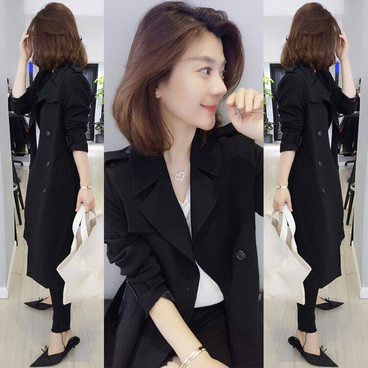 欧洲站秋装女2020新款欧货黑色风衣 梵莉思女装风衣