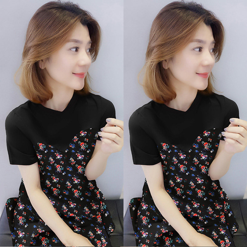 欧洲站2020新款夏装欧货拼接长裙 梵莉思女装连衣裙