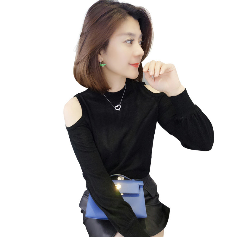 欧洲站秋装2020薄款露肩新款针织衫 梵莉思女装毛针织衫