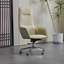 Light Extravagant boss Chair Genuine Leather Long-sitting Office Chair Computer Chair Bookroom Home Comfort Swivel Chair Business Conference Big Class Chair