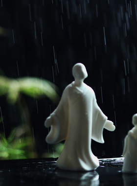 陶瓷新中式客厅鱼缸摆件简约禅意