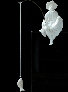 陶瓷中式风姜太公假山造景钓鱼翁