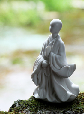 陶瓷客厅白瓷禅意摆件中式人物