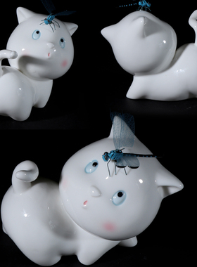 陶瓷中式客厅桌面可爱小猫咪