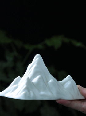 白瓷小山峰禅意摆件微景观造景陶瓷小山客厅玄关中式假山水景摆设