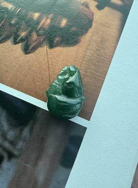 安然 天然老坑翡翠满绿葫芦小吊坠