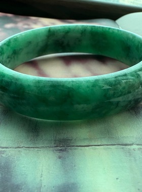 竹林深 天然翡翠老坑花青贵妃鐲内径为50mm