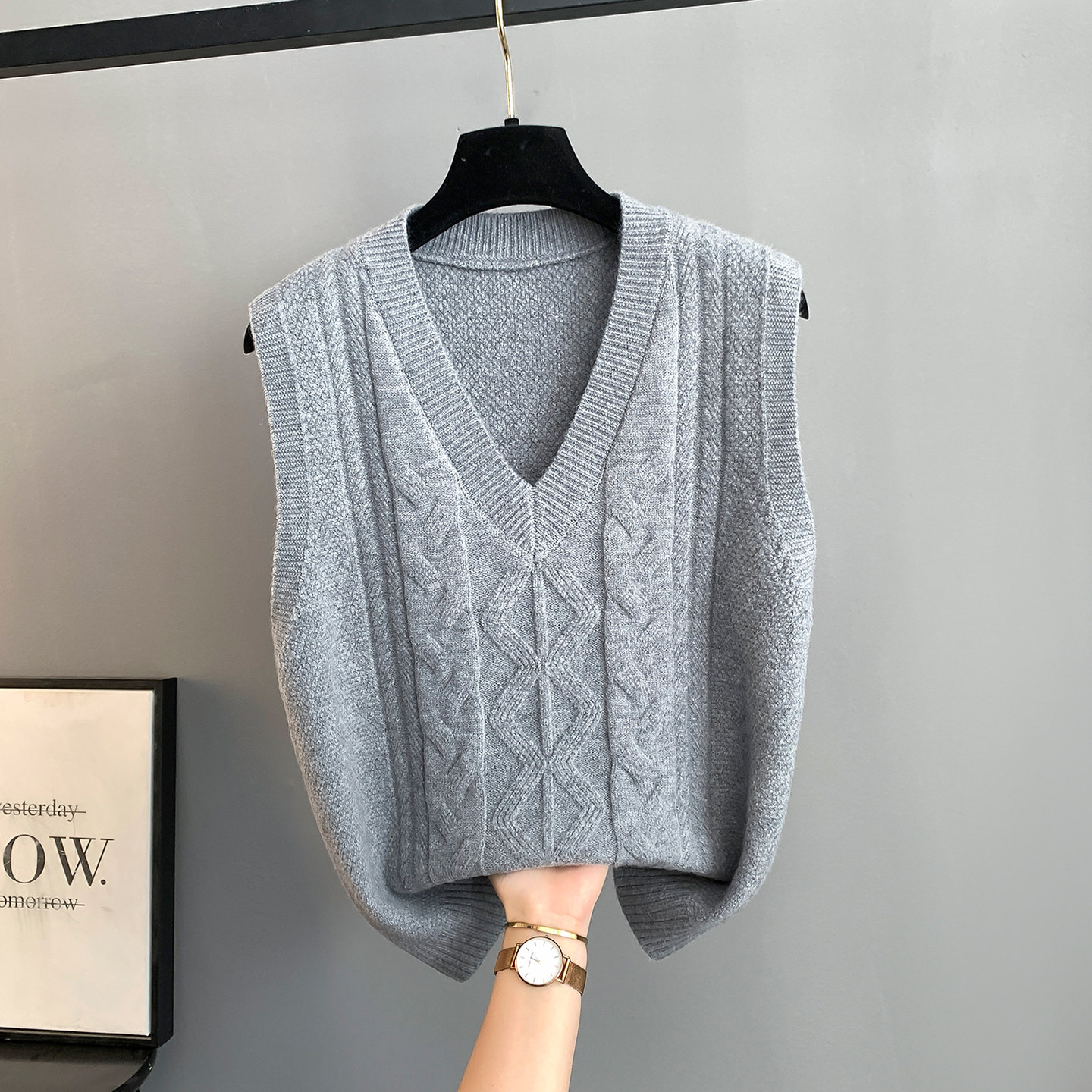 马甲女款背心外套春秋坎肩2026新款针织毛衣V领宽松秋冬马夹外穿,淘宝优惠券,粉丝福利购,淘宝优惠卷