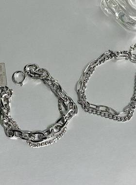 美式复古双层钻石手链ins小众设计黑宝石缠绕情侣款轻奢闺蜜礼物