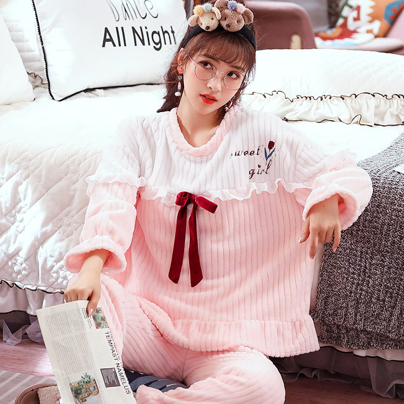冬珊瑚绒加绒保暖长袖春秋套装睡衣 丰腾世家睡衣/家居服套装