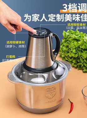 多功能家用不锈钢绞肉机电动搅拌辅食切片机小型碎馅料理机大容量