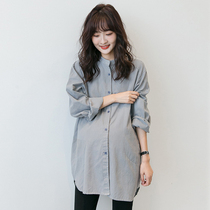 Gestational Maternity Pregnancy Shirt Spring Autumn Season T-Shirt Han Prints long sleeves Loose Long Sleeves Jacket Blouse Pure Cotton