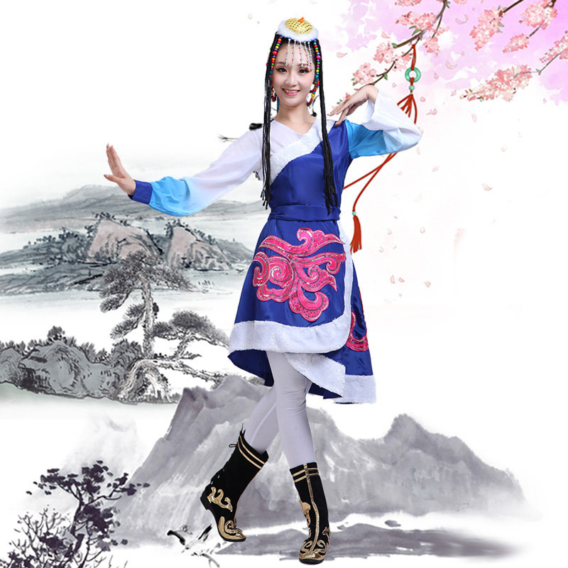 女成人斜民族舞台跳舞表演服装肩服 语约民族服装/舞台装