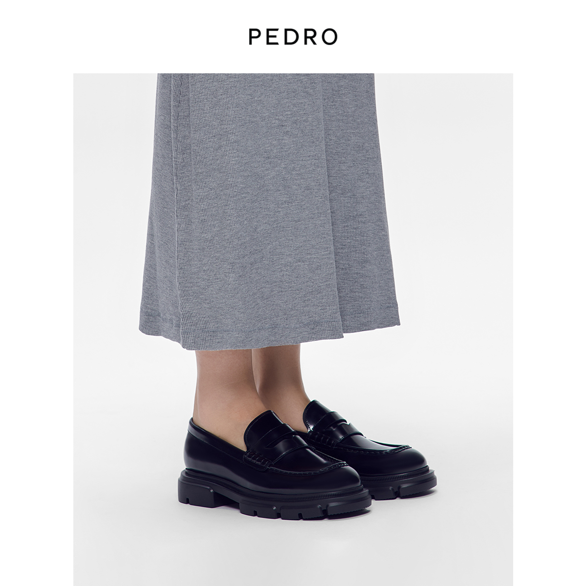 PEDRO牛皮乐福鞋24春季新品女士轻便厚底单鞋小皮鞋PW1-66600013 - 图3