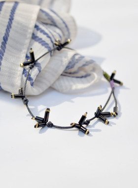 北柠纪 黑玛瑙 刺花 新芽 原创小众设计个性手链女 手工编织ins风