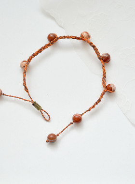 一条路 一排树 手工编织天然石原创手链秋天新款简约ins风北柠纪