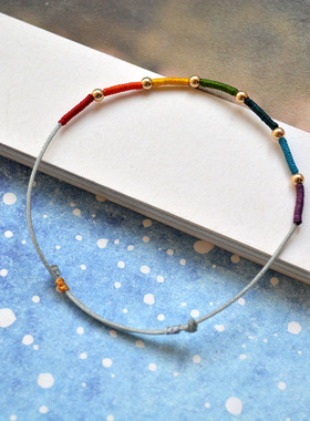 幸运降临彩虹色14k包金天意手链