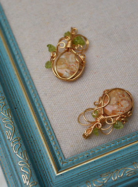 魔法瓶 手工绕线14k包金 珊瑚玉 橄榄石 吊坠 简约情侣项链坠挂件