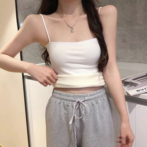 2024秋保暖背心女内外穿打底衣加绒加厚发热防寒韩版冬小吊带上衣 - 图0