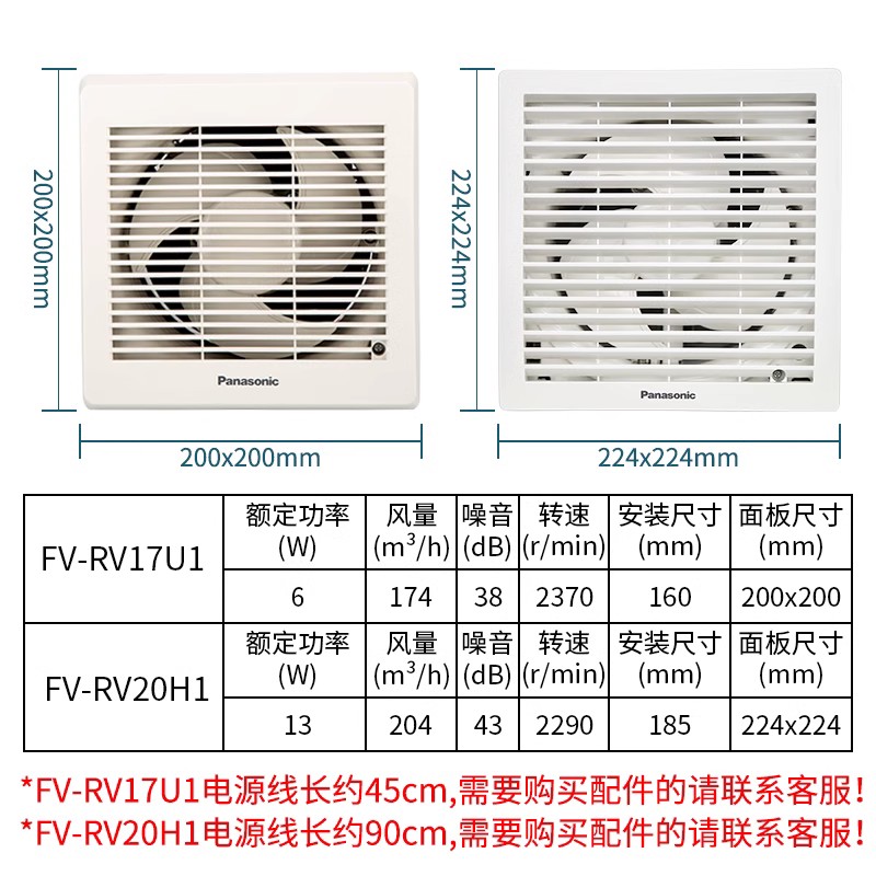 松下排气扇6寸静音玻璃窗式卫生间换气扇强力厨房家用墙式排风扇-图0