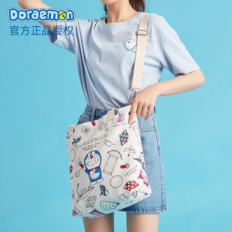 哆啦a梦女手提大容量帆布袋帆布包 心之约女士包袋