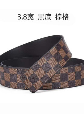 皮带男士格纹牛皮休闲裤带