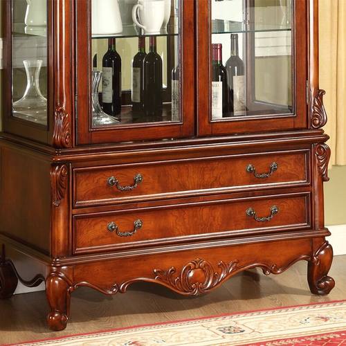 美式乡村实木酒柜 欧式复古客厅酒柜双门玻璃门装饰柜展示边柜 - 图2