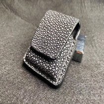 Handmade leather Grinding Face Pearl Fish Bull Leather brand Lighter Leather Jacket hanging strap protective sheath Custom