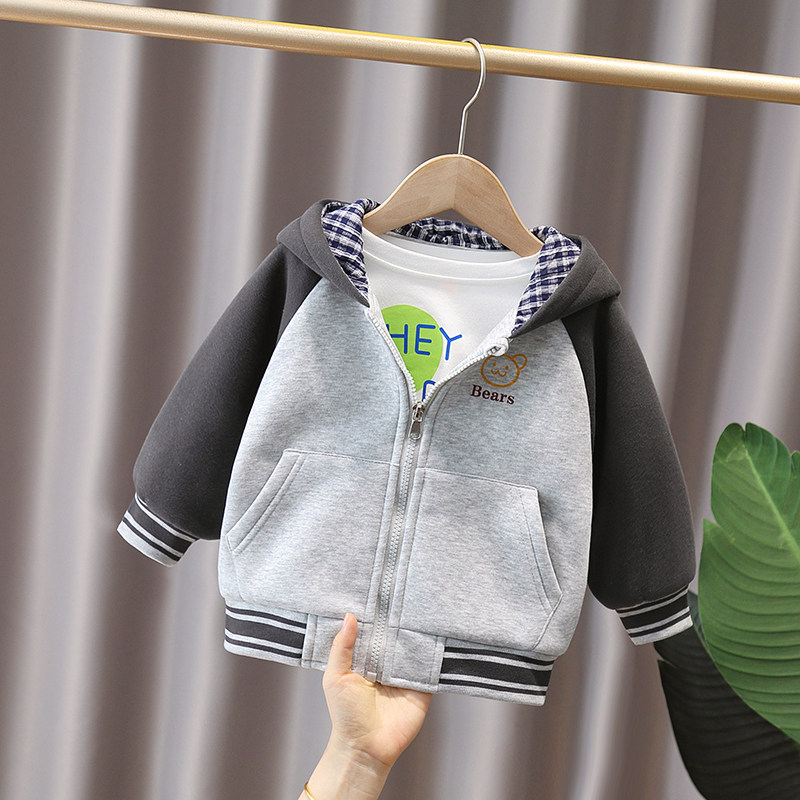 男童连帽外套2025新款小童洋气上衣男孩韩版夹克宝宝春秋款衣服潮,淘宝优惠券,粉丝福利购,淘宝优惠卷