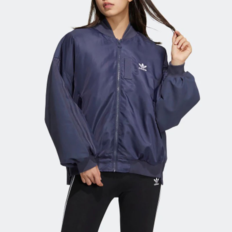 Adidas阿迪达斯三叶草男女款时尚运动休闲棒球棉服夹克外套HE6585