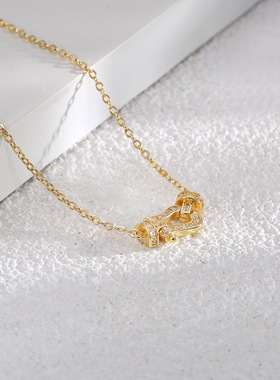 不掉色满钻马蹄扣轻奢项链女轻奢