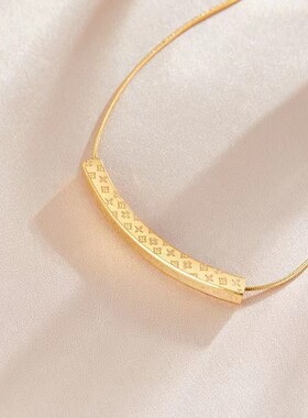 精致简约百搭极简风金色圆管项链