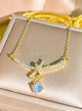 新款高级感轻奢满钻金色锁骨链