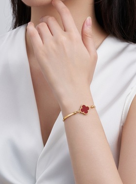 2025新款本命年红色四叶草手链女