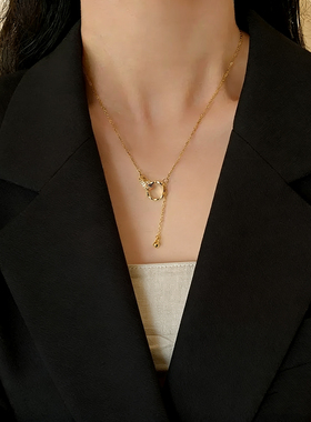 轻奢小众钛钢闪钻圆环锁骨链女