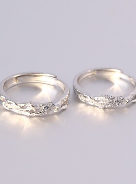 杭潮双子星情侣对戒戒指纯银999足银小众设计高级感礼物送男女友