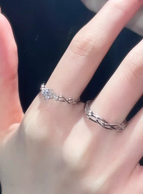 「长相厮守」情侣对戒纯银999戒指足银开口高级感生日礼物送女友