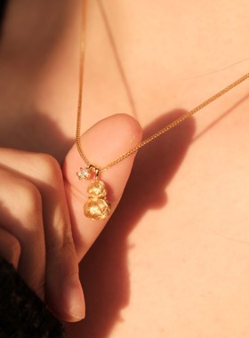 金福禄葫芦吊坠s925银莫桑钻项链