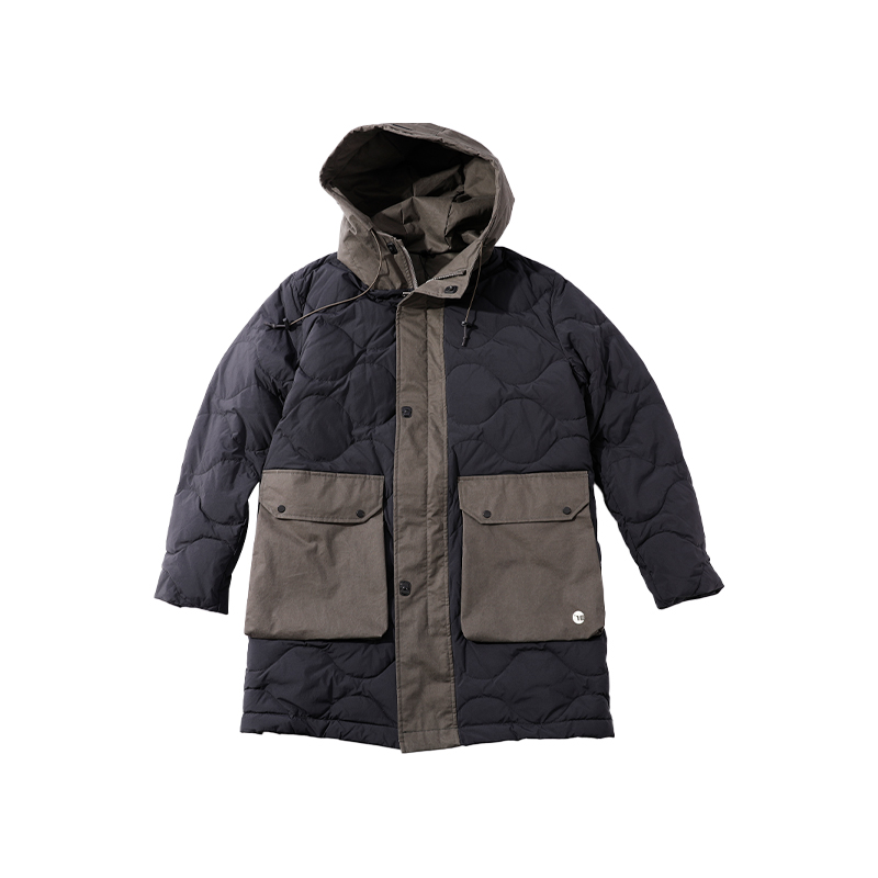 冬新款日系复古拼接潮胖子大号加肥加大码男士中长款连帽羽绒服 - 图3