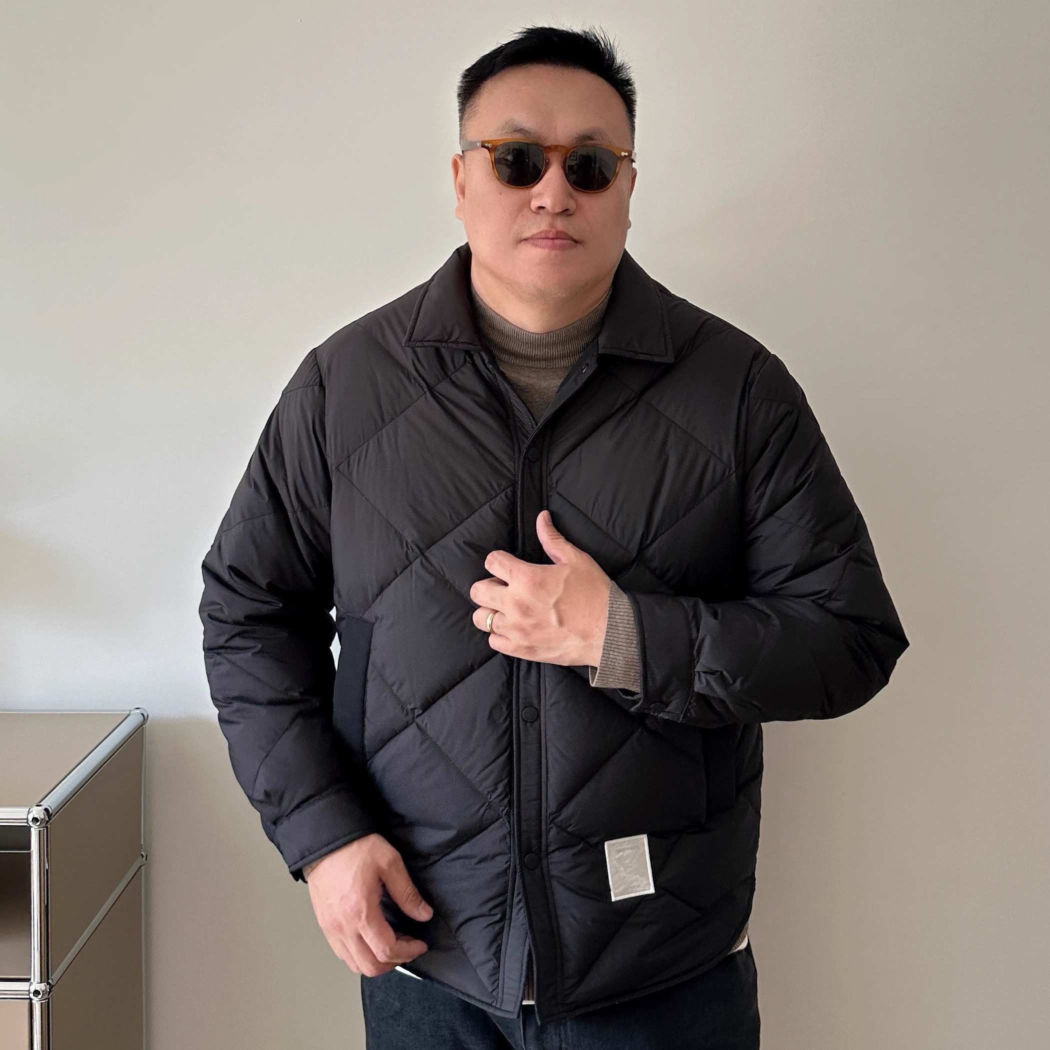 DAEVU大码男装冬季轻薄菱形格衬衫款加肥加大男士翻领羽绒服外套,淘宝优惠券,粉丝福利购,淘宝优惠卷