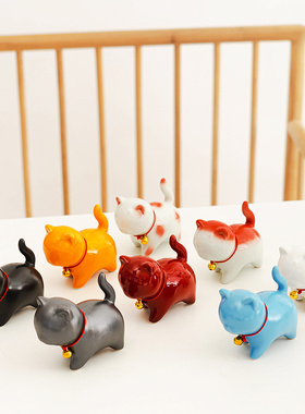 国潮可爱陶瓷猫摆件创意书房茶室办公室桌面解压治愈猫咪礼品礼物