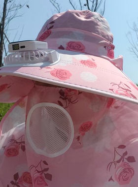 夏季太阳能数显充电风扇帽子男女户外田园工地大棚遮阳防晒紫外线