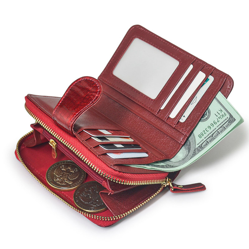 皮夹时尚真皮中短款鳄鱼纹牛皮多卡位大钞钱包二合一零钱包多功能,淘宝优惠券,粉丝福利购,淘宝优惠卷