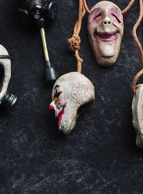 旅行粘土搞怪风软陶鬼脸面具项链