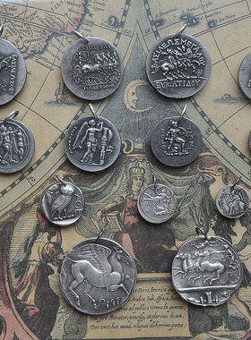 男女复刻古代希腊硬币雅典娜吊坠