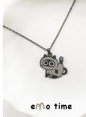 emo原创尿尿小猫暹罗项链电镀合金项链情侣百搭配饰挂件吊坠颈饰