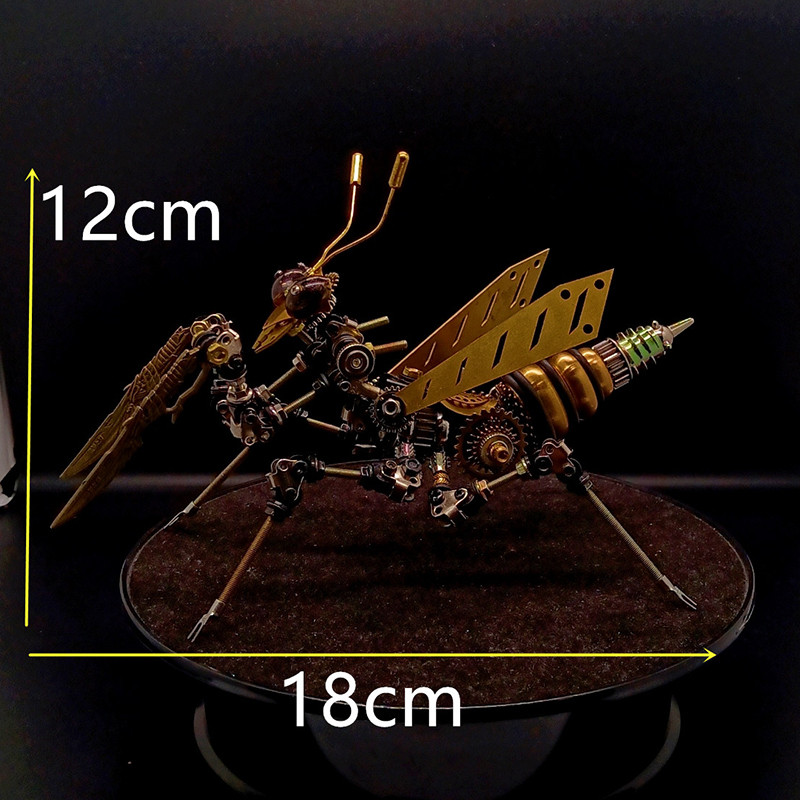 匠拼蒸汽朋克铜3D金属拼装机械昆虫模型螳螂摆件送男友礼物玩具-图2